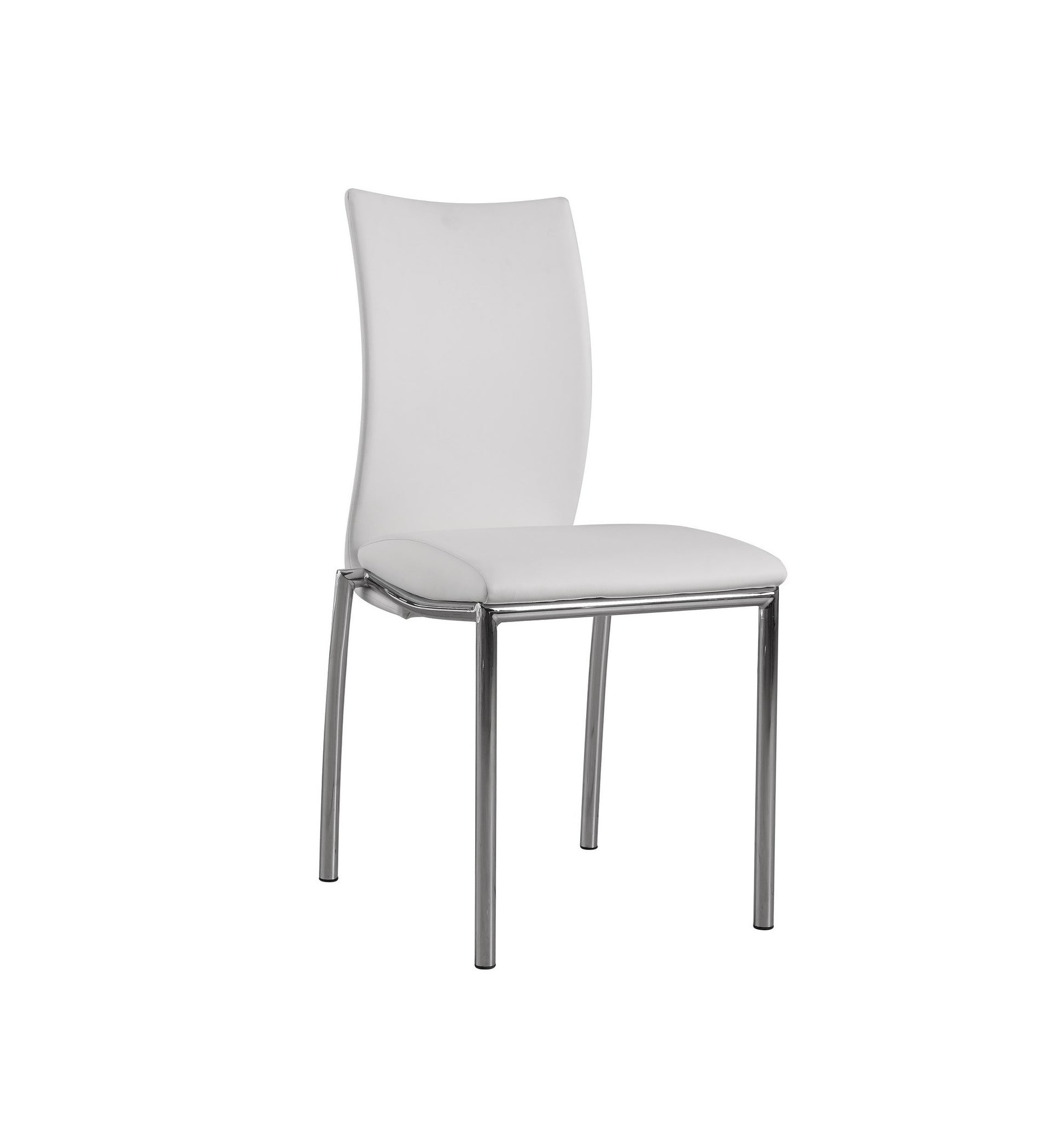 Contempory Modern Faux Leatheratte Side Chair In White, Set Of 4 Polyurethane White Dining Room Polished Wipe Clean Square Contemporary,Modern Dining Chairs Solid Back Set Of 4 Or More Foam Faux Leather