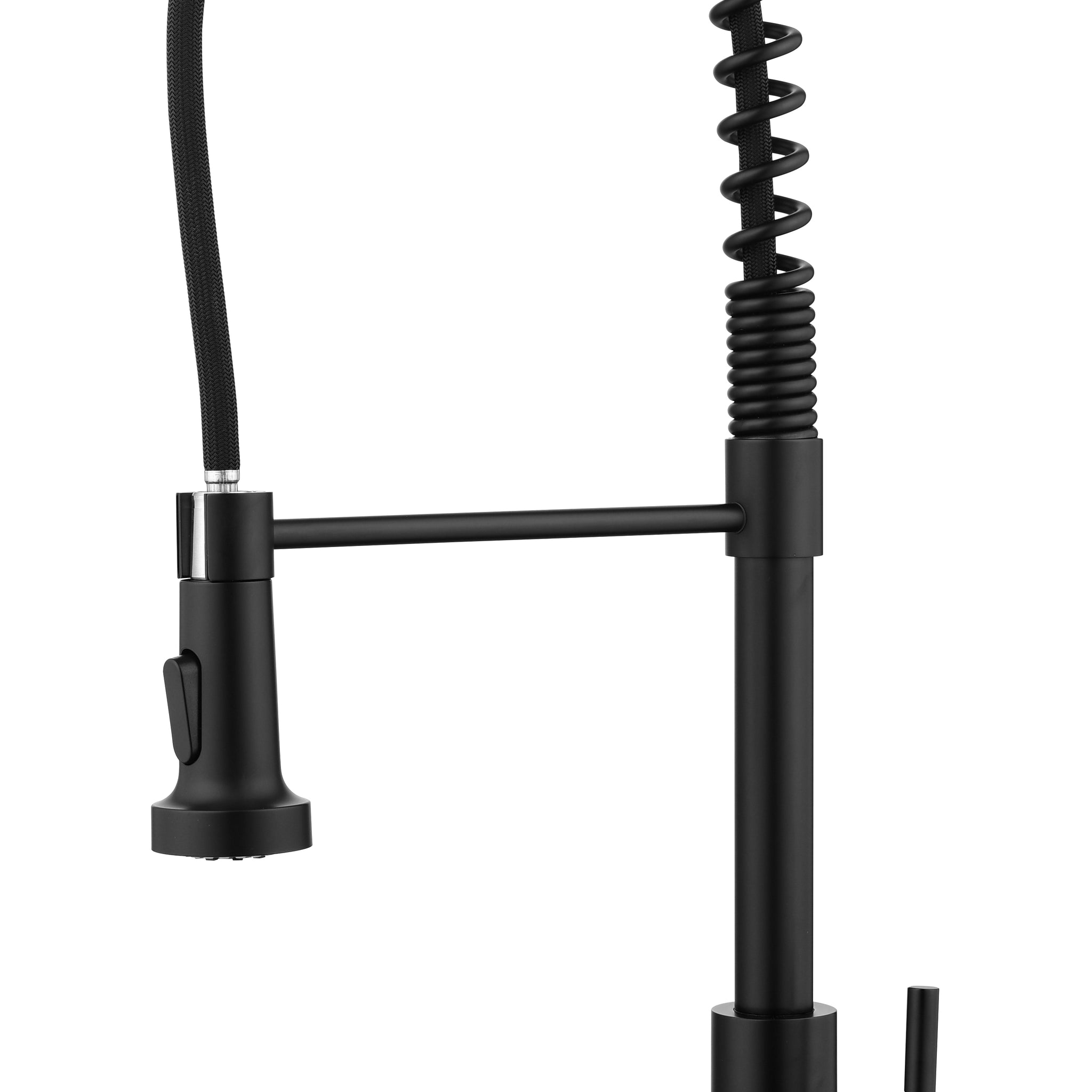 Spring Kitchen Faucet With Pull Out Sprayer, Stainless Steel Single Handle Single Hole Kitchen Sink Faucet Matte Black Stainless Steel