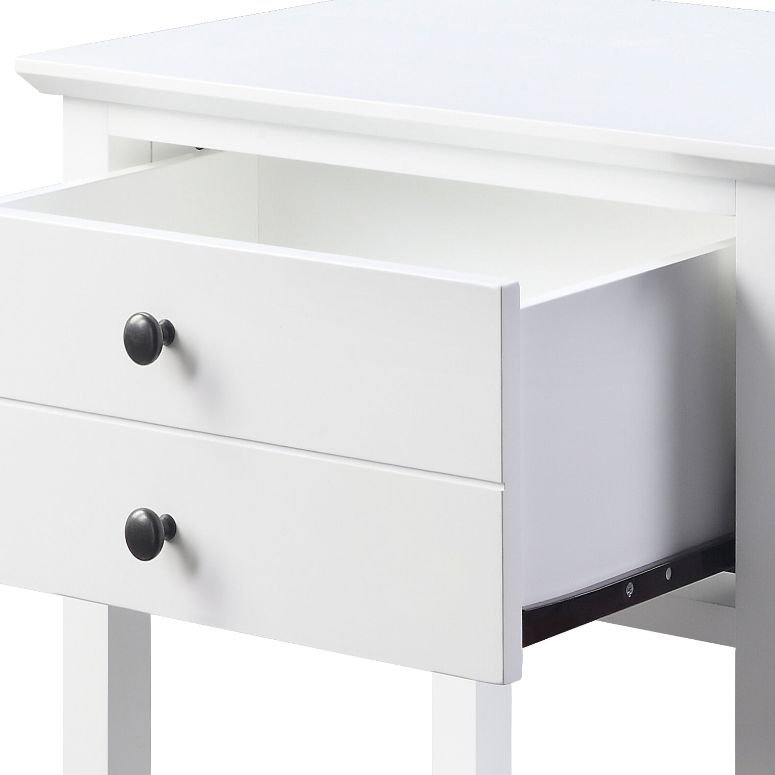 White Side Table With 1 Drawer And Bottom Shelf White White Primary Living Space Transitional Pine Drawers Rectangular Wood