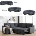 Arrived L Shaped Sofa With Pull Out Sofa Bed, Corner Sofa,Comfortable Living Room Furniture Set, Sleeper Sofa Bed,Corner Seat For Two With Broaching Sofa,Rivet Dechenille,Gray Gray Polyester Wood Primary Living Space Modern Polyester 5 Seat