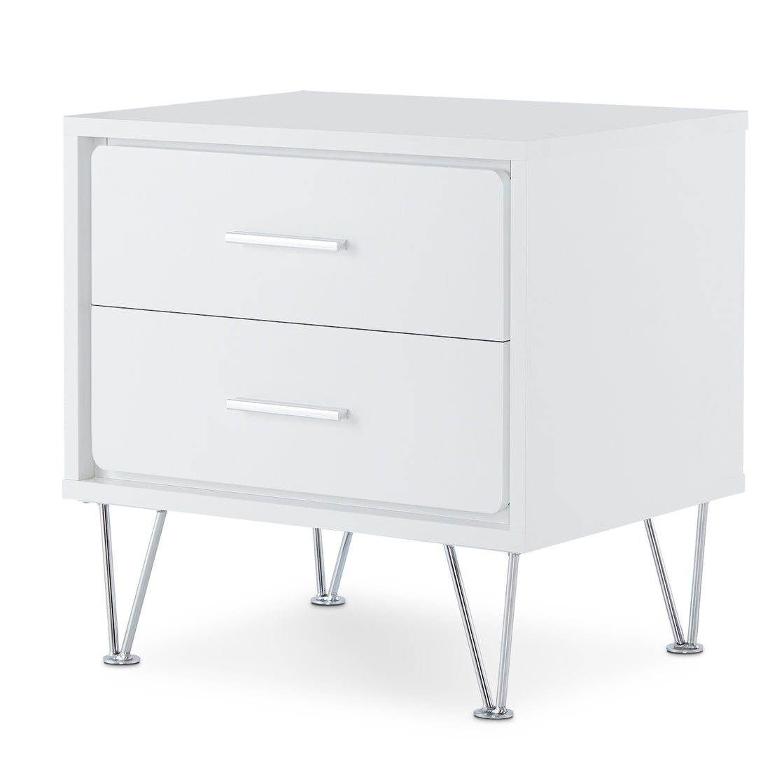 White 2 Drawer Accent Table With Hairpin Legs White White Primary Living Space Modern Drawers Rectangular Wood Metal Hairpin