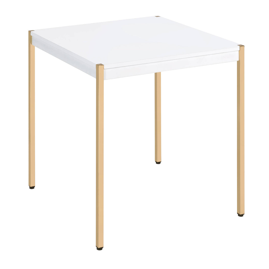 White And Gold Square End Table White Gold White Primary Living Space Modern Square Wood Metal