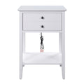 White Side Table With 1 Drawer And Bottom Shelf White White Primary Living Space Transitional Pine Drawers Rectangular Wood