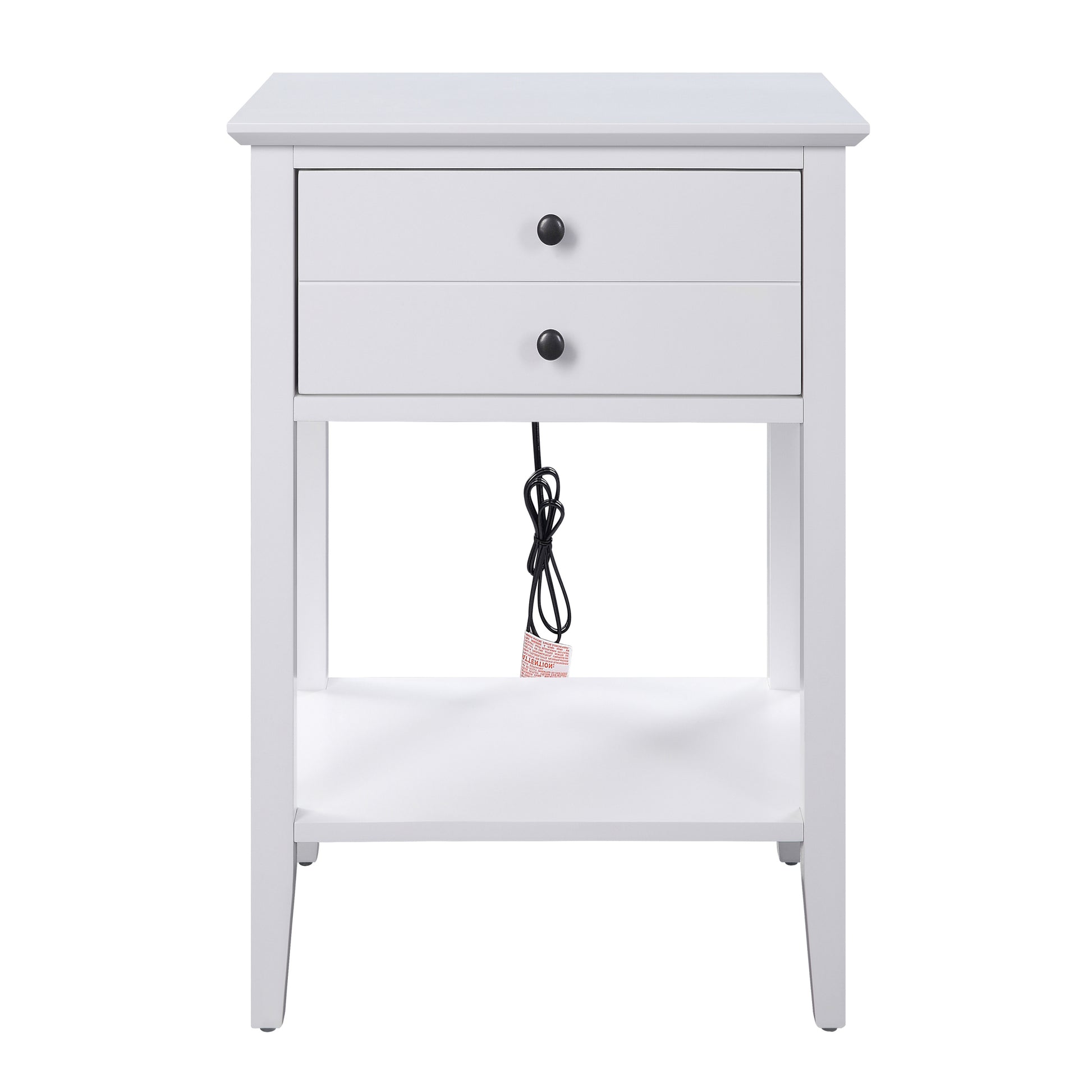 White Side Table With 1 Drawer And Bottom Shelf White White Primary Living Space Transitional Pine Drawers Rectangular Wood