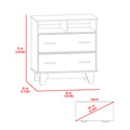 Portanova Two Drawer Dresser, Two Open Shelves, Superior Top, Four Legs Black Black Drawer 2 Drawers Shelf Modern Particle Board Particle Board