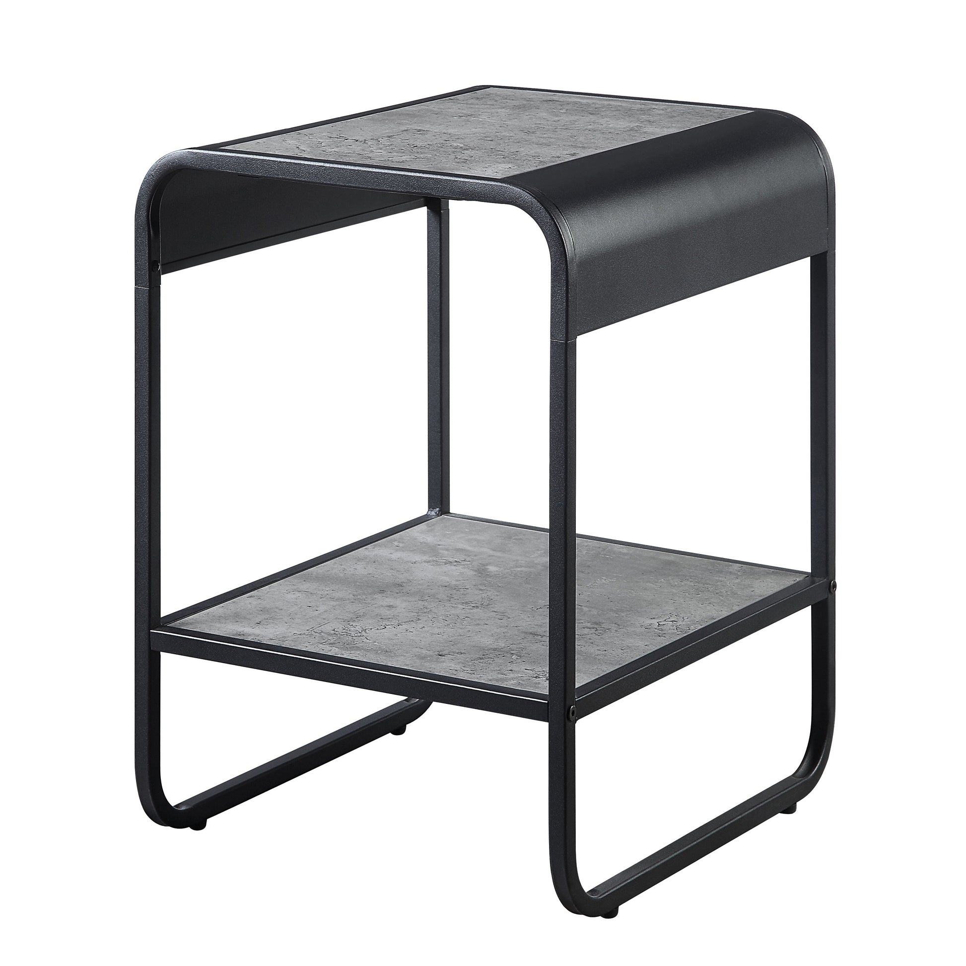 Concrete Grey And Black 1 Shelf End Table Grey Black Primary Living Space Modern Shelves Rectangular Wood Metal Sled