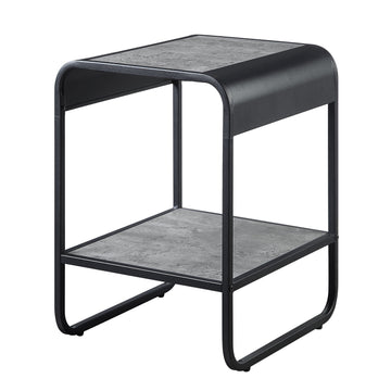 Concrete Grey And Black 1 Shelf End Table Grey Black Primary Living Space Modern Shelves Rectangular Wood Metal Sled