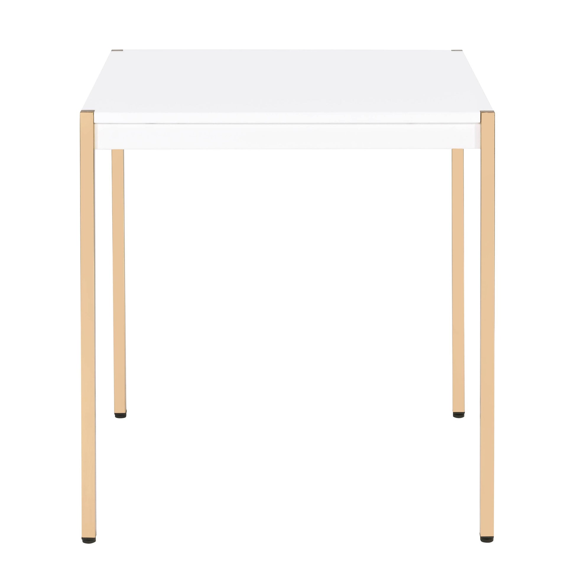White And Gold Square End Table White Gold White Primary Living Space Modern Square Wood Metal