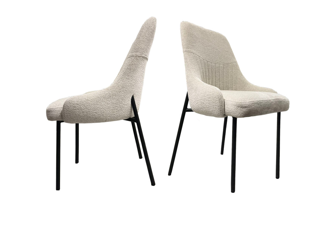 Upholstery Boucle Fabric Dining Side Chair Set Of 2, Beige Solid Dining Room Wing Back Set Of 2 Metal Beige Powder Coated Foam Spot Clean Square Mid Century Modern,Minimalist,Modern Dining Chairs Foam Boucle