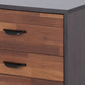 Walnut And Espresso 3 Drawer Rectangular Accent Table Walnut Primary Living Space Modern Drawers Rectangular Wood
