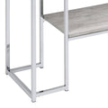 Natural Oak And Chrome Sofa Table Grey Silver Primary Living Space Contemporary Shelves Rectangular Wood Metal Sled