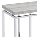 Natural Oak And Chrome Sofa Table Grey Silver Primary Living Space Contemporary Shelves Rectangular Wood Metal Sled