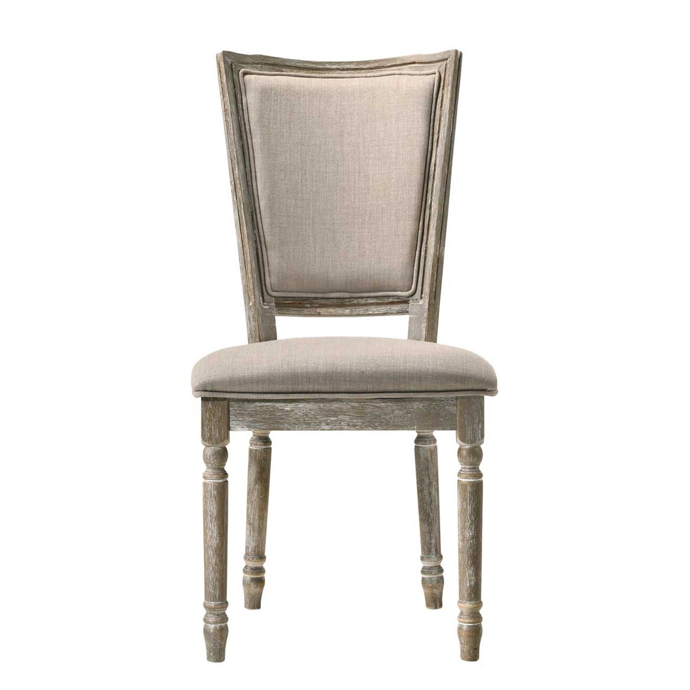 Beige And Reclaimed Grey Padded Seat Side Chairs Set Of 2 Solid Beige Grey Dining Room Foam Rectangular Rustic Side Chair Rubberwood Solid Back Set Of 2 Wood Fabric