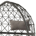 Light Grey And Black Patio Chair With Upholstered Cushion Yes Black Gray Garden & Outdoor Modern Wicker