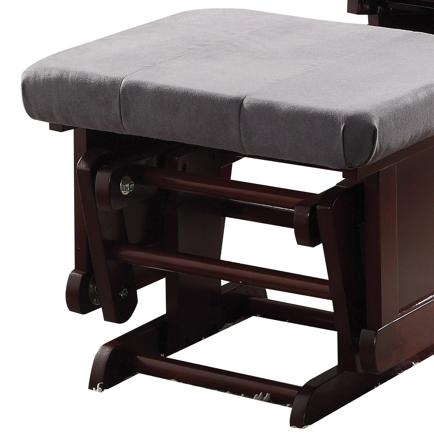 Grey And Cherry Glider Chair With Ottoman Grey Brown Primary Living Space Modern Rubberwood Microfiber