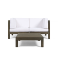 Oana 3 Pieceseat Set With Coffee Table, White White Acacia Wood