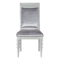 Grey And Platinum Upholstered Side Chairs Set Of 2 Solid Grey Silver Foam Rectangular Glam Side Chair Poplar Solid Back Set Of 2 Wood Fabric