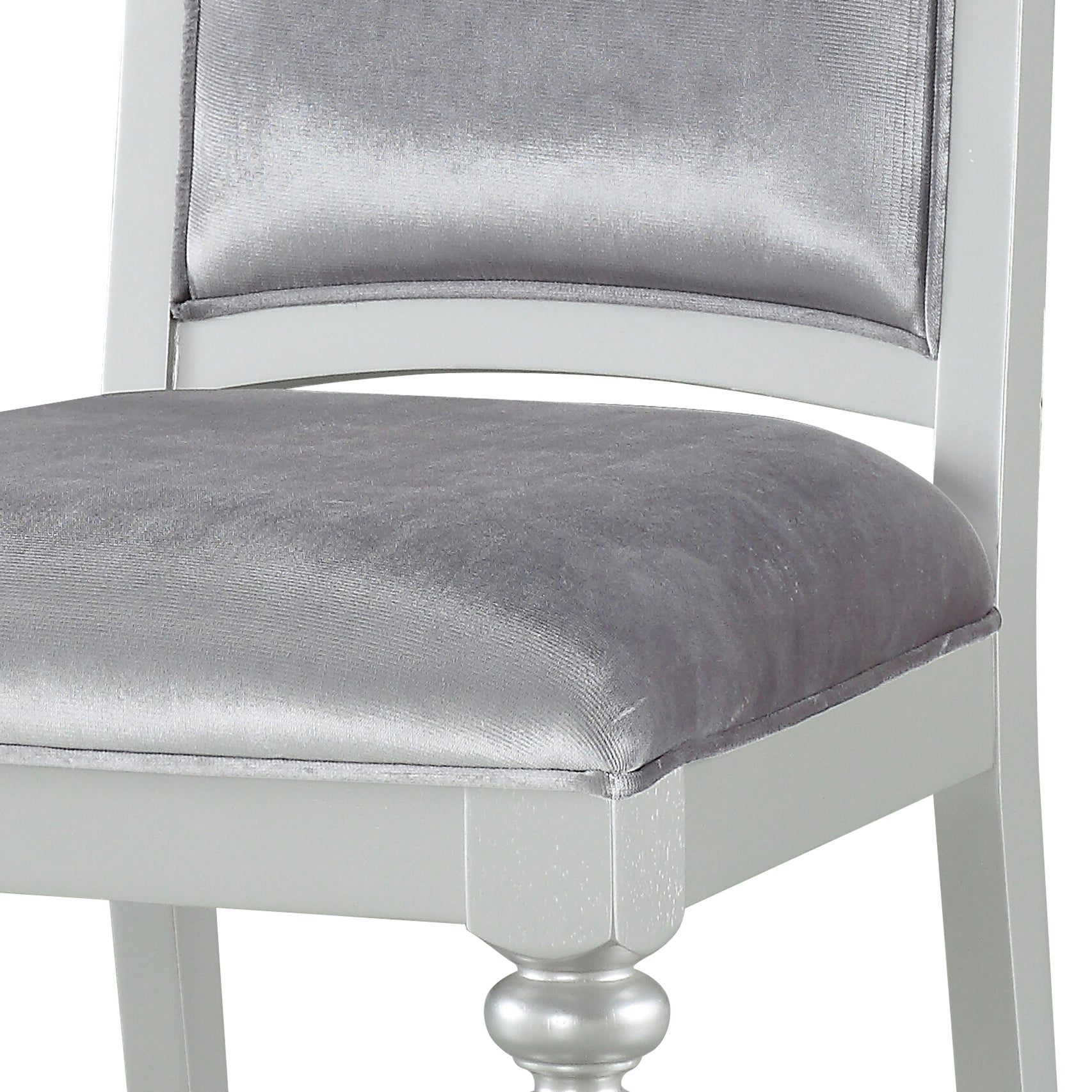Grey And Platinum Upholstered Side Chairs Set Of 2 Solid Grey Silver Foam Rectangular Glam Side Chair Poplar Solid Back Set Of 2 Wood Fabric