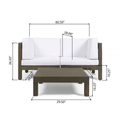 Oana 3 Pieceseat Set With Coffee Table, White White Acacia Wood