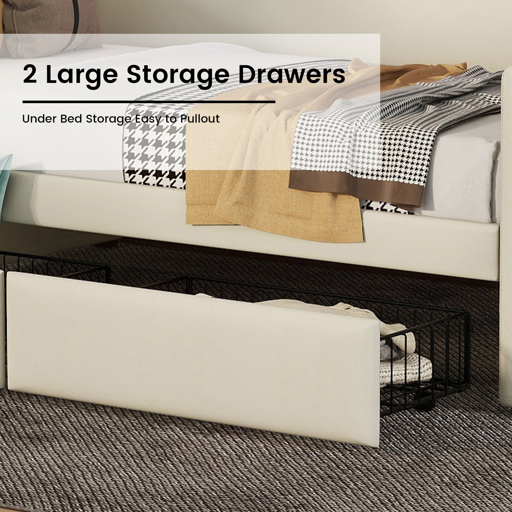 Twin Size Daybed With Storage Drawers, Upholstered Daybed With Charging Station And Led Lights, Beige Expect Arrive Date: Jun.,20Th. Twin Beige Pu Leather