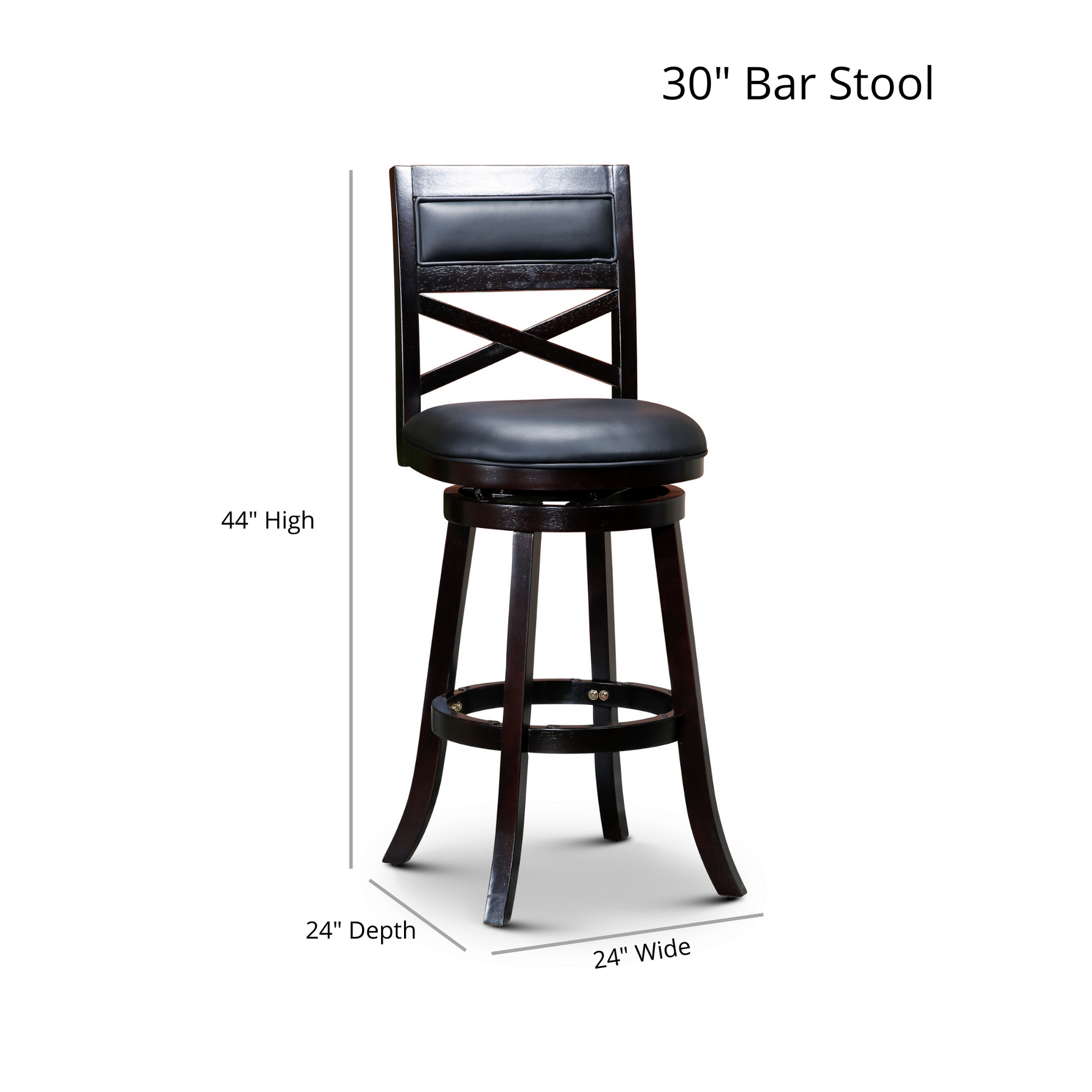 30" Bar Height X Back Swivel Stool, Natural Finish, Beige Fabric Seat Natural Fabric
