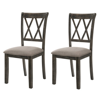 Beige And Weathered Grey Cross Back Side Chairs Set Of 2 Solid Beige Grey Dining Room Foam Rectangular Contemporary Side Chair Rubberwood Cross Back Set Of 2 Wood Fabric