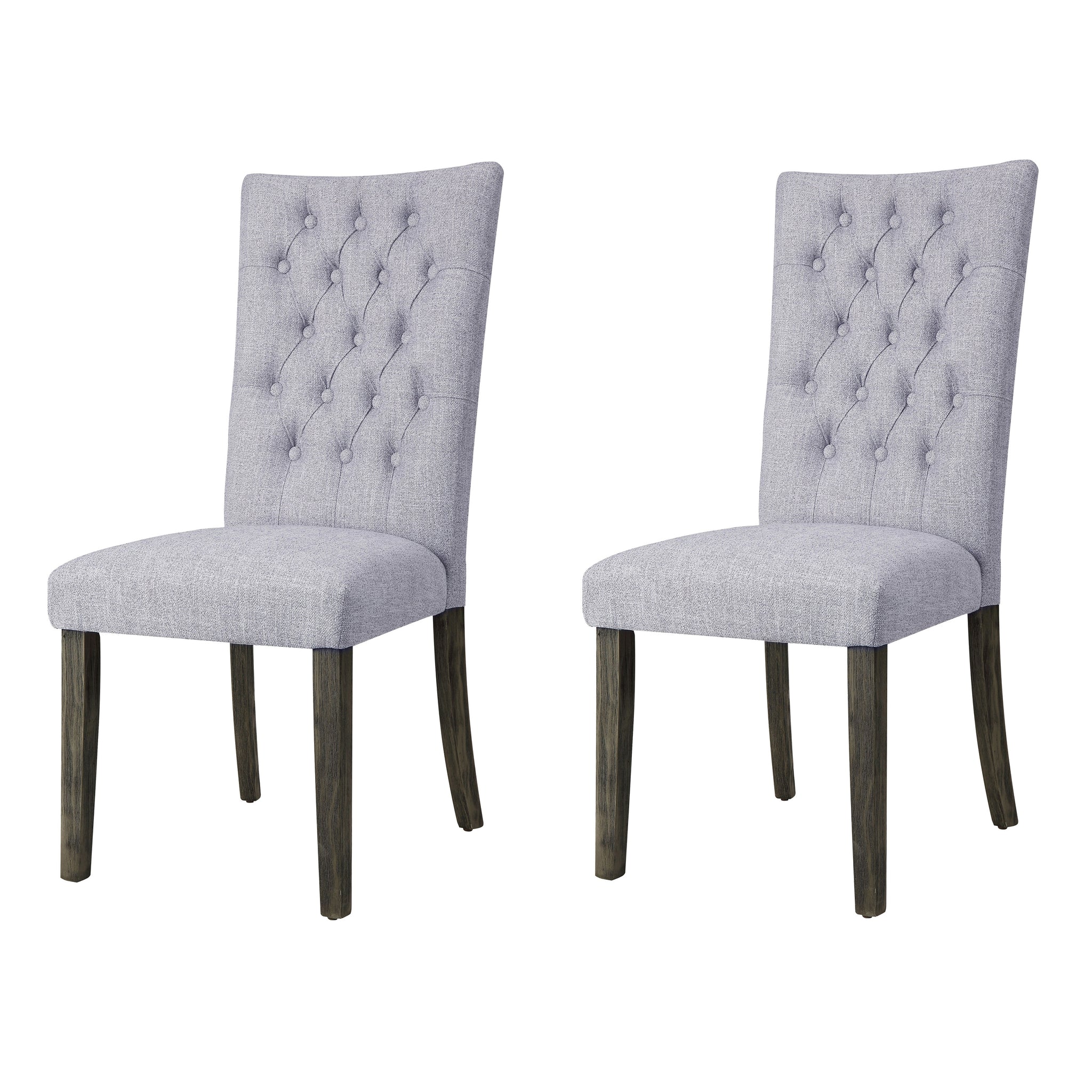 Grey And Grey Oak Side Chair With Button Tufted Set Of 2 Solid Grey Dining Room Foam Rectangular Side Chair Tufted Back Set Of 2 Linen
