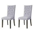 Grey And Grey Oak Side Chair With Button Tufted Set Of 2 Solid Grey Dining Room Foam Rectangular Side Chair Tufted Back Set Of 2 Linen