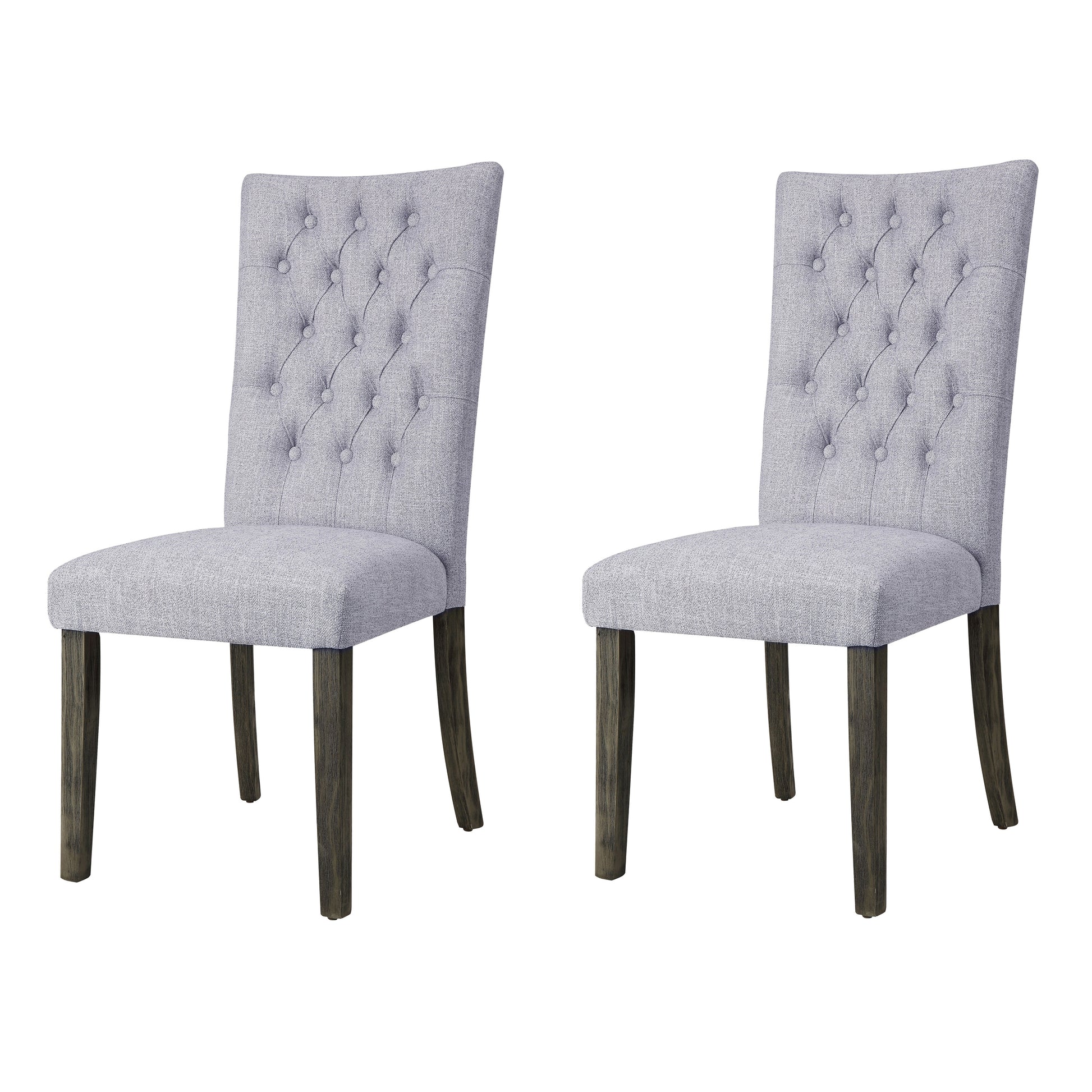 Grey And Grey Oak Side Chair With Button Tufted Set Of 2 Solid Grey Dining Room Foam Rectangular Side Chair Tufted Back Set Of 2 Linen