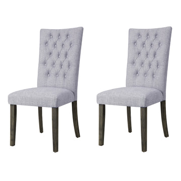 Grey And Grey Oak Side Chair With Button Tufted Set Of 2 Solid Grey Dining Room Foam Rectangular Side Chair Tufted Back Set Of 2 Linen