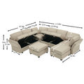 Modular Sectional Sofa With Storage Seat Oversized U Shaped Couch With Reversible Chaise Sofa Set With Ottoman,Ultimate Comfort 6 8 Seater Couches With Adjustable Arms And Backs For Living Room Beige Beige Polyester 6 Seat