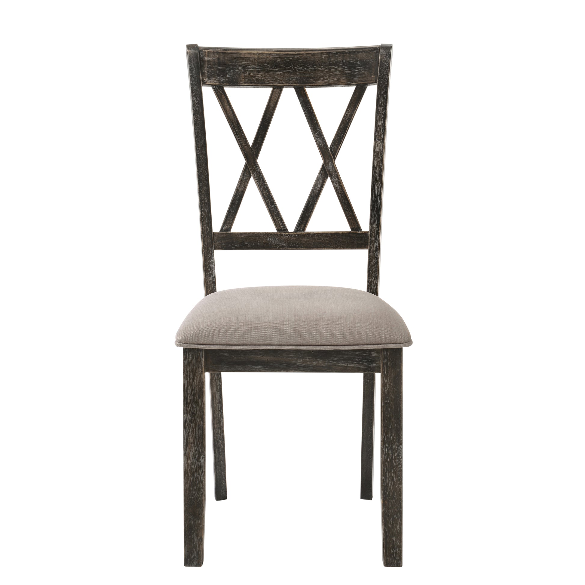 Beige And Weathered Grey Cross Back Side Chairs Set Of 2 Solid Beige Grey Dining Room Foam Rectangular Contemporary Side Chair Rubberwood Cross Back Set Of 2 Wood Fabric