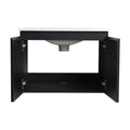 24'' Floating Wall Mounted Bathroom Vanity With Ceramics Sink & Soft Close Cabinet Door, Kd Package Black 2 Soft Close Doors Bathroom Wall Mounted Modern Plywood