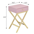 Pink And Gold 1 Drawer Rectangular Accent Table Pink Primary Living Space Modern Drawers Rectangular Wood Metal