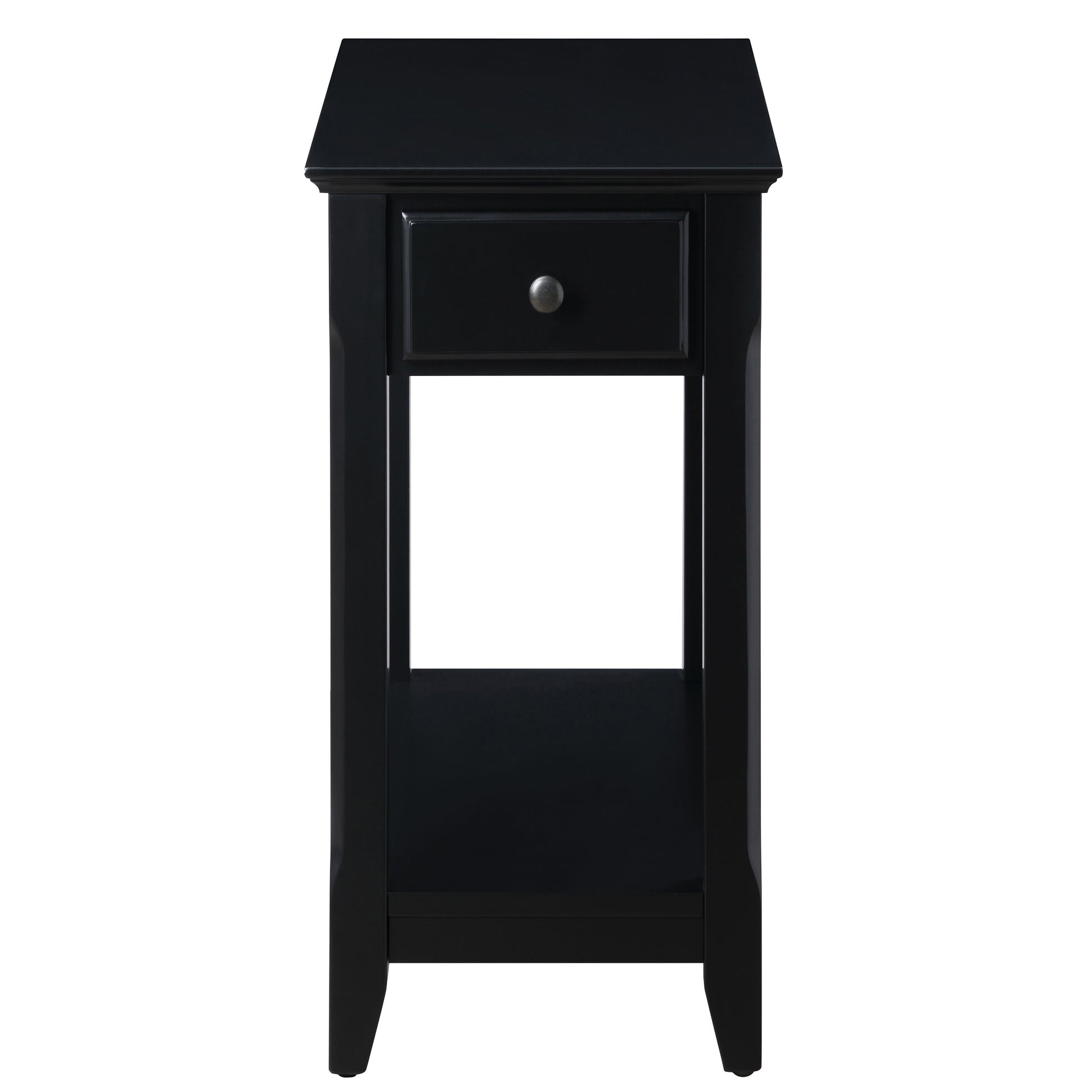Black Accent Table With Bottom Shelf Black Primary Living Space Drawers Rectangular Wood