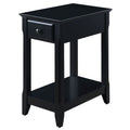 Black Accent Table With Bottom Shelf Black Primary Living Space Drawers Rectangular Wood