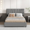 Queen Upholstered Platform Bed With Lifting Storage, Queen Size Bed Frame With Storage And Tufted Headboard,Wooden Queen Platform Bed For Kids Teens Adults,No Box Spring Needed Queen, Grey Box Spring Not Required Queen Grey Wood Bedroom American Design