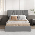 Full Upholstered Platform Bed With Lifting Storage, Full Size Bed Frame With Storage And Tufted Headboard,Wooden Full Platform Bed For Kids Teens Adults,No Box Spring Needed Full, Gray Box Spring Not Required Full Grey Wood Bedroom American Design Bed