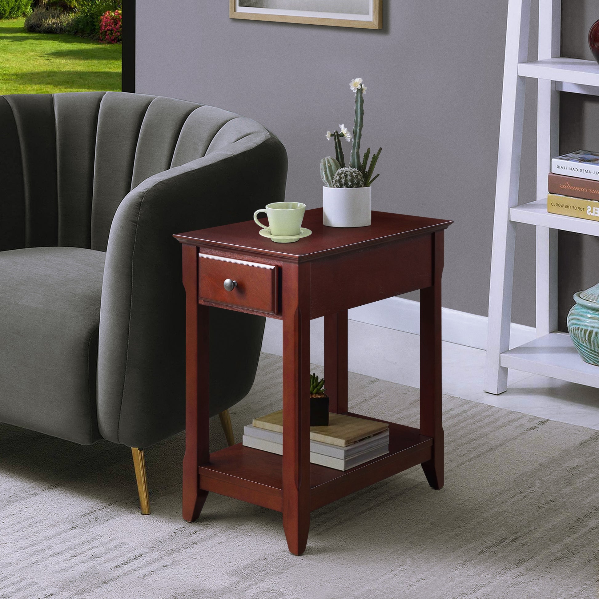 Espresso Accent Table With Bottom Shelf Espresso Primary Living Space Drawers Rectangular Wood