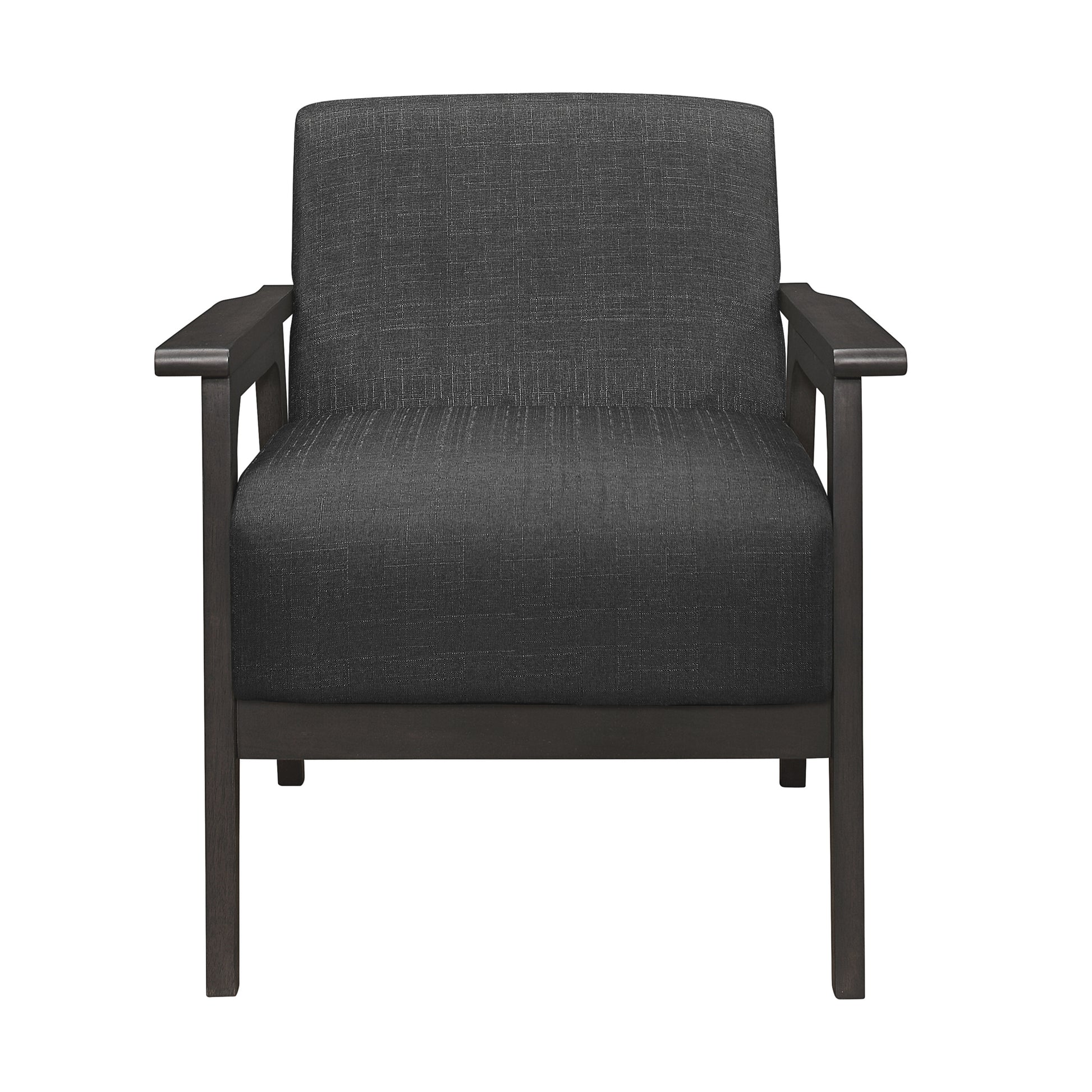 Dark Gray Fabric Upholstered Accent Chair 1Pc Solid Rubberwood Antique Gray Finish Living Room Furniture Dark Gray Primary Living Space Rubberwood Solid Wood