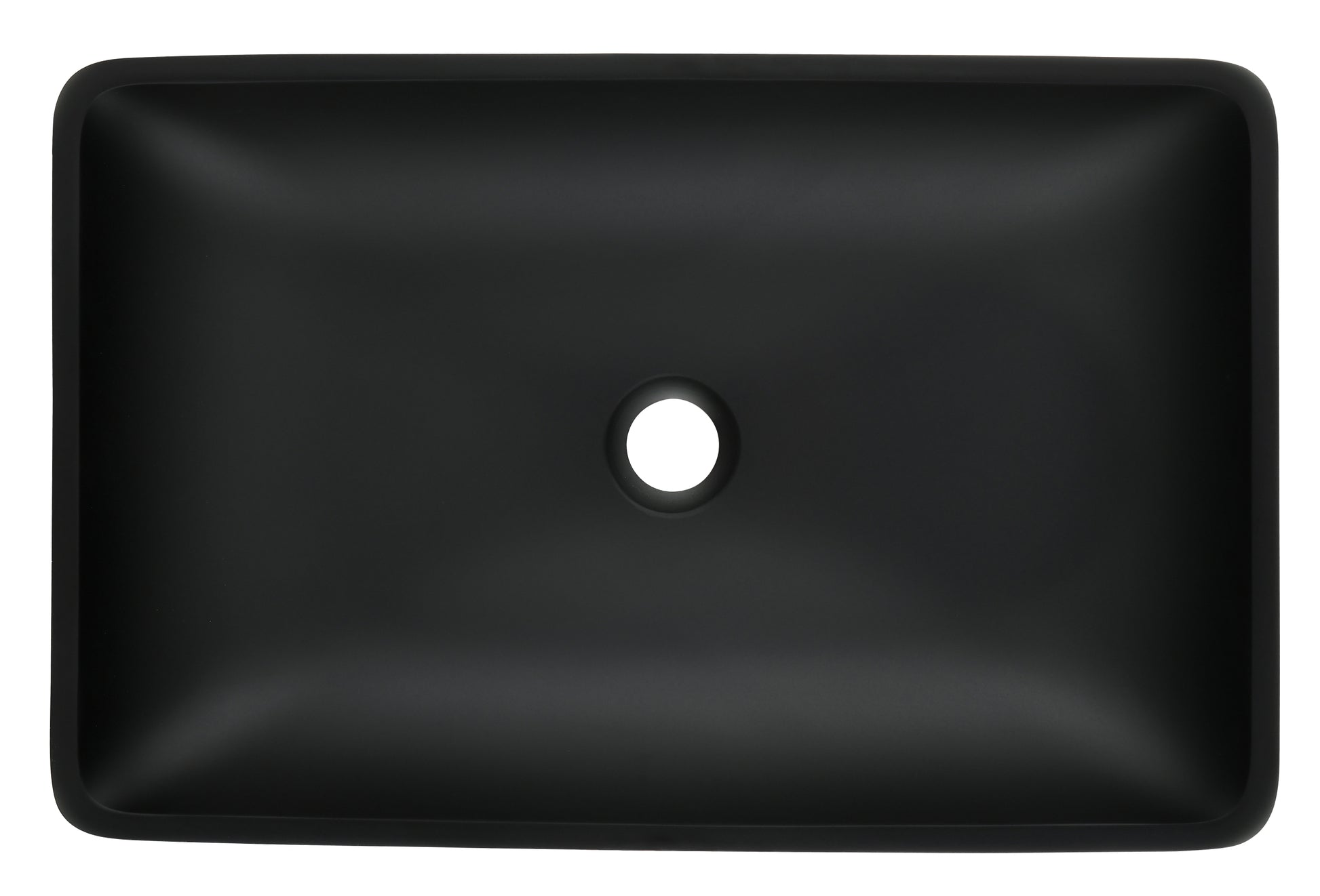 22" L 14" W 4" H Matte Black Glass Rectangular Vessel Bathroom Sink With Faucet And Pop Up Drain In Matte Black Matte Black Glass