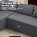 L Shape Modular Sectional Living Room Sofa Set Upholstered Sleeper Sofa For Living Room,16.53 Inch Cushion Heightening, 2 Pc Free Combination,Grey Grey Fabric 3 Seat
