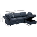 Convertible Sectional Sofa With Chaise, L Shaped Sofa Couch Modular Sectional Sofa With Storage Seats, Adjustable Arms And Backs Blue Blue Polyester 3 Seat