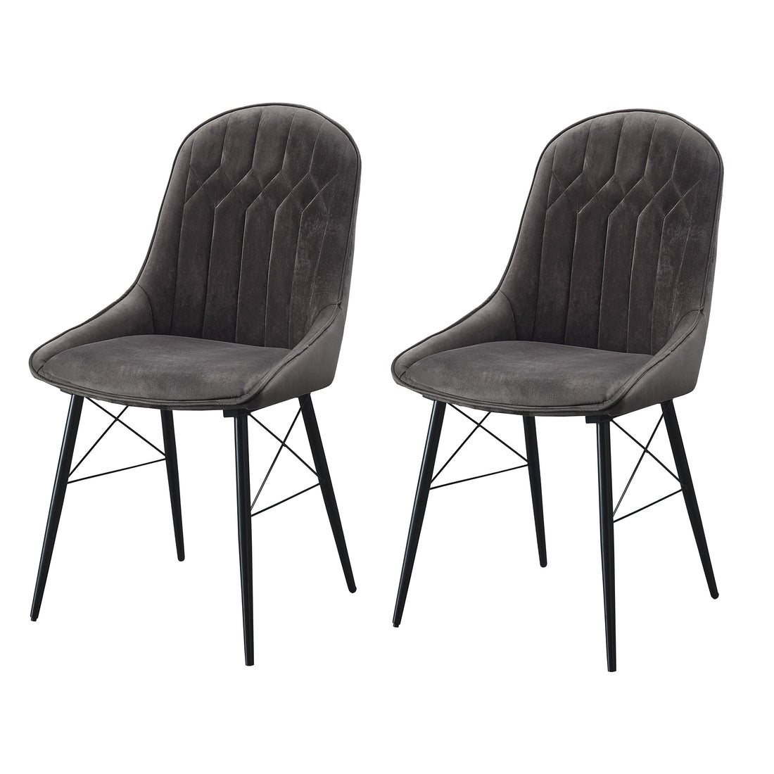 Grey And Black Tufted Back Dining Chairs Set Of 2 Solid Black Grey Dining Room Foam Rectangular Contemporary Side Chair Solid Back Set Of 2 Wood Fabric