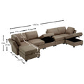 Free Combinations Storage Functional Modular Sectional Sofa With Thick Seat And Back Cushions Brown Polyester 4 Seat