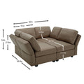 4 Seat Sofa Bed Upholstered Sofa Sleeper, Space Saving Sof Bed2 Seat Sofa With Storage Space Under Seatsall Arms And Backs Adjustabled For Ultimate Comfort Seating Brown Brown Polyester 4 Seat