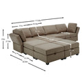 Modular Convertible U Shaped Sectional Sofa Couch With Storage Ottoman Corner Couch For Living Room, Adjustable Arms And Backs Brown Brown Polyester 4 Seat