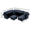Modular Sectional Sofa With Storage Seat Oversized U Shaped Couch With Reversible Chaise Sofa Set With Ottoman,Ultimate Comfort 6 8 Seater Couches With Adjustable Arms And Backs For Living Room Blue Blue Polyester 6 Seat