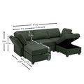 Reversible Sectional Sofa Modern Modular Sectional Couch With Chaise U Shaped Corner Sectional 5 Seater Modular Sofa With Storage Seats, Adjustable Arms And Backs Green Green Polyester 3 Seat