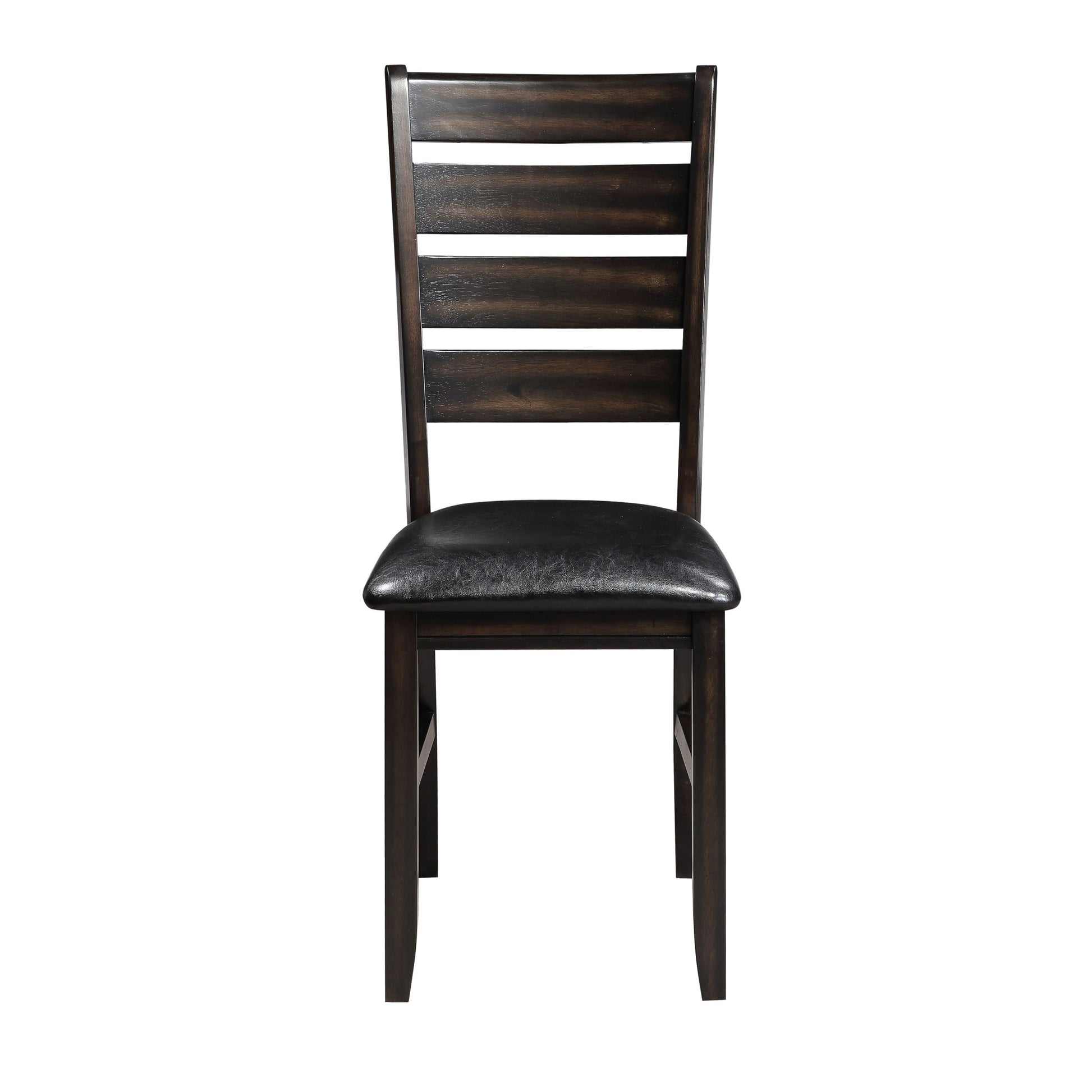 Black And Espresso Ladder Back Side Chairs Set Of 2 Solid Black Brown Dining Room Foam Rectangular Contemporary Side Chair Rubberwood Ladder Back Set Of 2 Wood